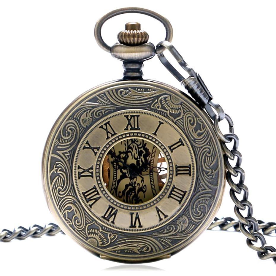 Bronze vintage Half Hunter Mechanical Pocket Watch - Mecha Peaky - Pocket Watch Net