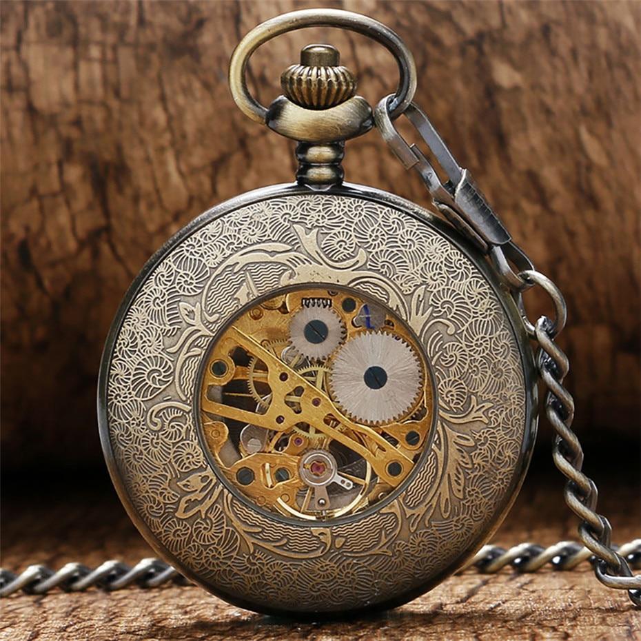 Bronze vintage Half Hunter Mechanical Pocket Watch - Mecha Peaky - Pocket Watch Net