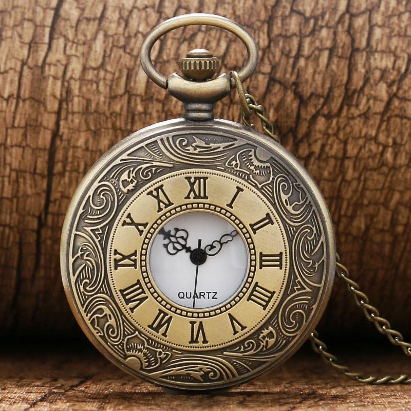 Bronze Vintage Half Hunter Quartz Pocket Watch - Peaky - Pocket Watch Net