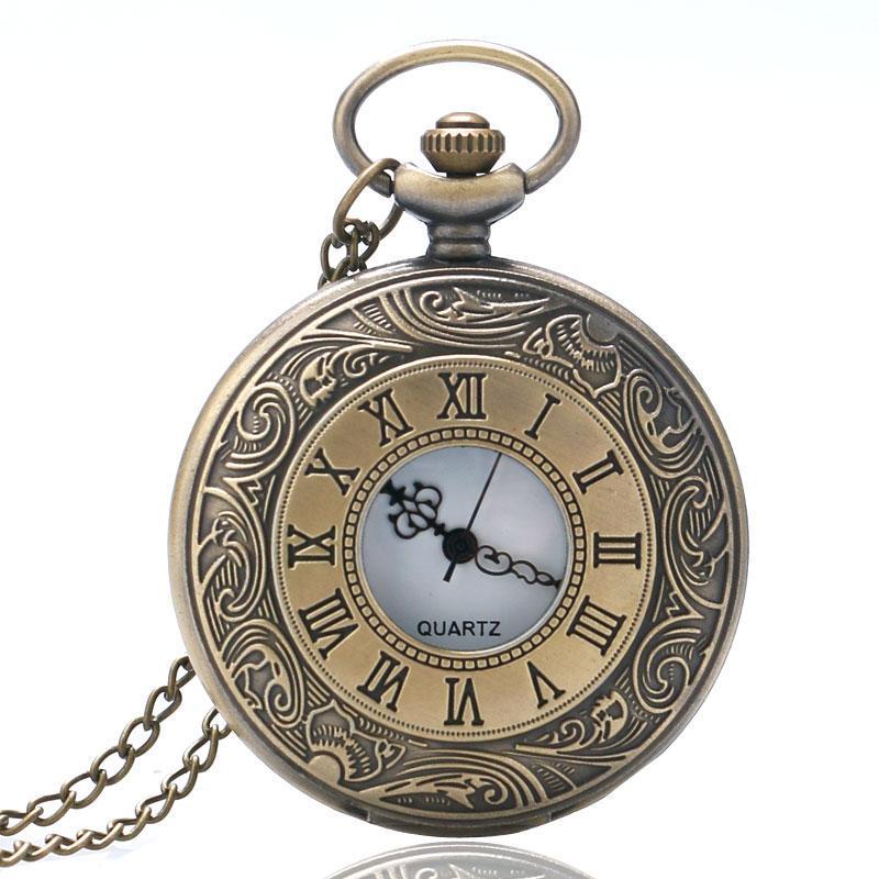 Bronze Vintage Half Hunter Quartz Pocket Watch - Peaky - Pocket Watch Net