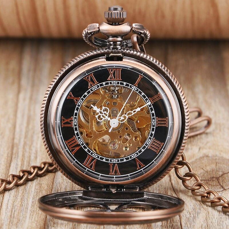 Copper Automatic Half Hunter Pocket Watch - Copper Flower - Pocket Watch Net