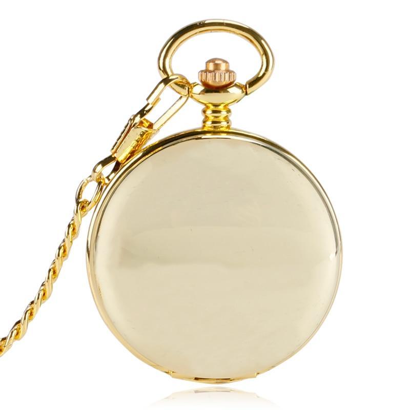 Gold Mechanical Double Hunter Pocket Watch - Golden Butterfly - Pocket Watch Net