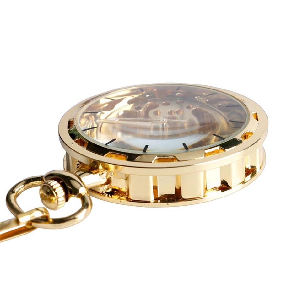 Gold Mechanical Skeleton Pocket Watch - Belphegor - Pocket Watch Net