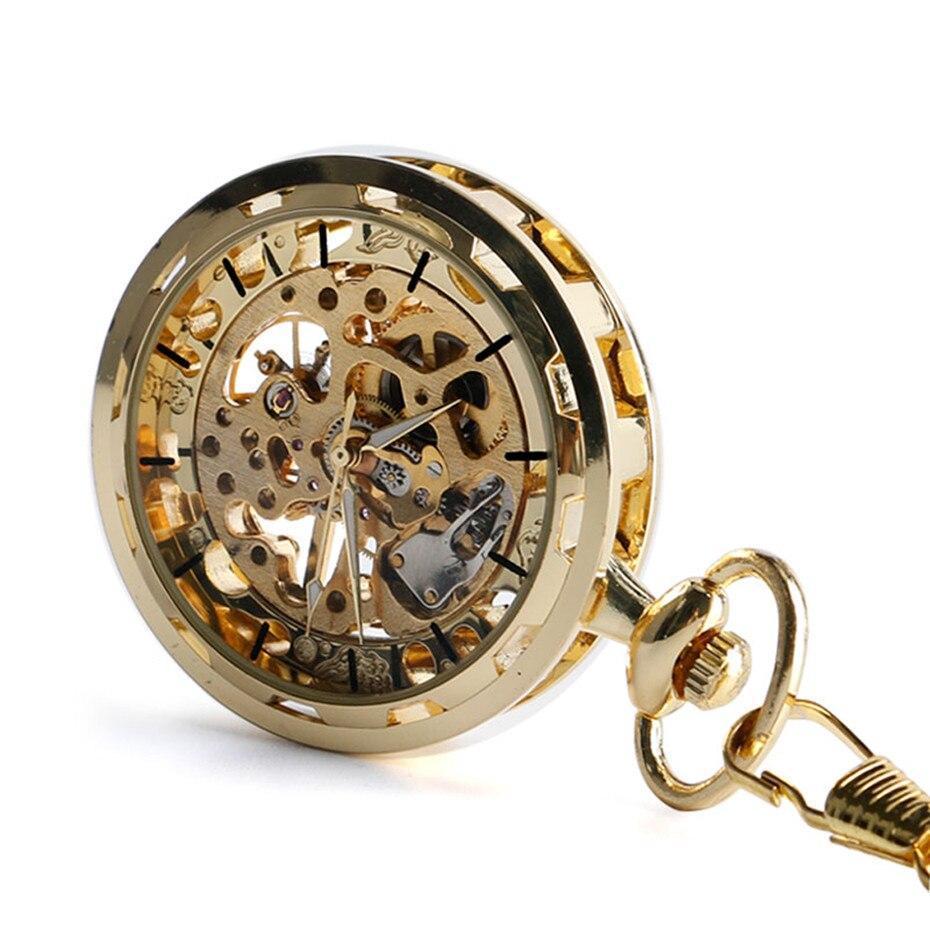 Gold Mechanical Skeleton Pocket Watch - Belphegor - Pocket Watch Net