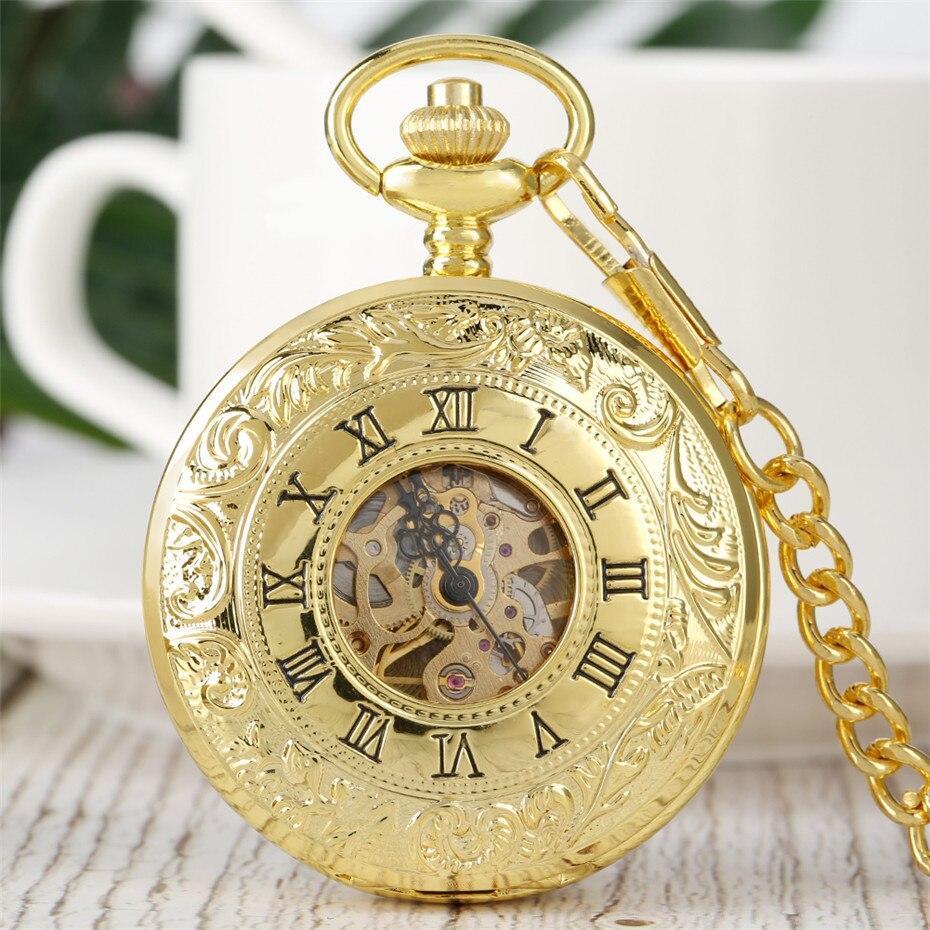 Gold Mechanical Vintage Pocket Watch - Golden Wings - Pocket Watch Net