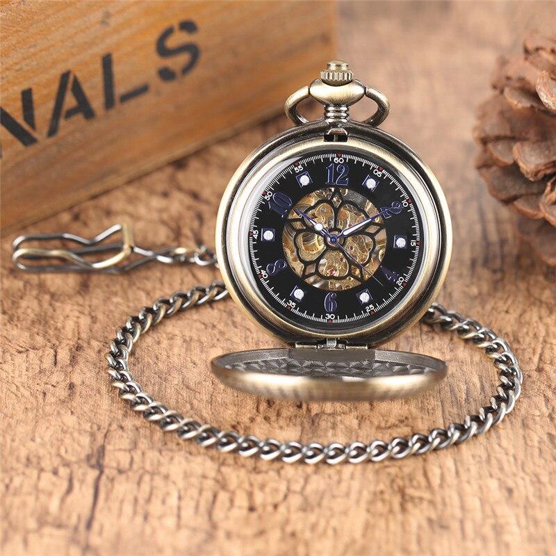 Men's Mechanical Half Hunter Pocket Watch - Golden Stars - Pocket Watch Net