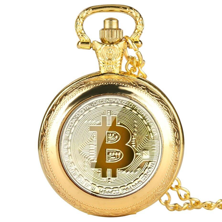 Modern Quartz Full Hunter Pocket Watch - Bitcoin - Pocket Watch Net