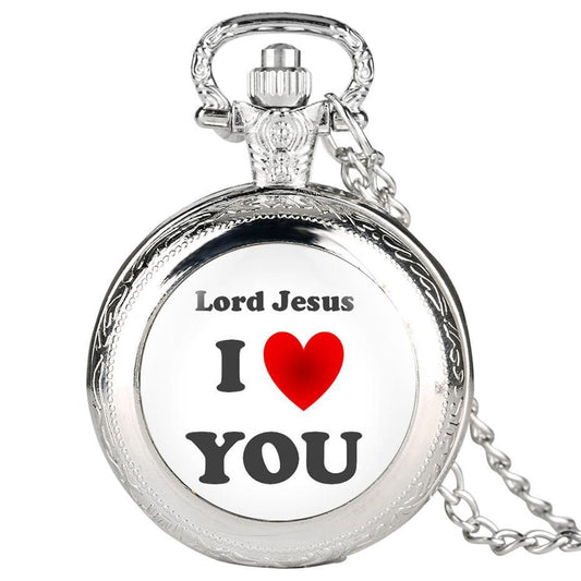 Modern Quartz Full Hunter Pocket Watch - Jesus Love - Pocket Watch Net
