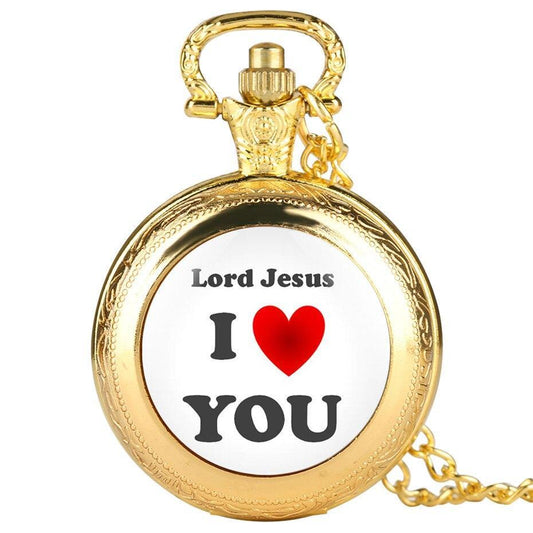 Modern Quartz Full Hunter Pocket Watch - Jesus Love - Pocket Watch Net