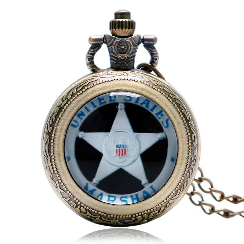 Modern Quartz Full Hunter Pocket Watch - U.S Marshal - Pocket Watch Net