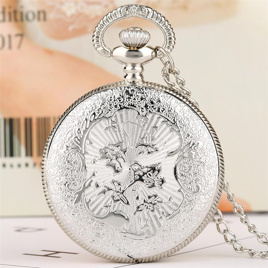 Modern Quartz Half Hunter Pocket Watch - Tree Of Life - Pocket Watch Net