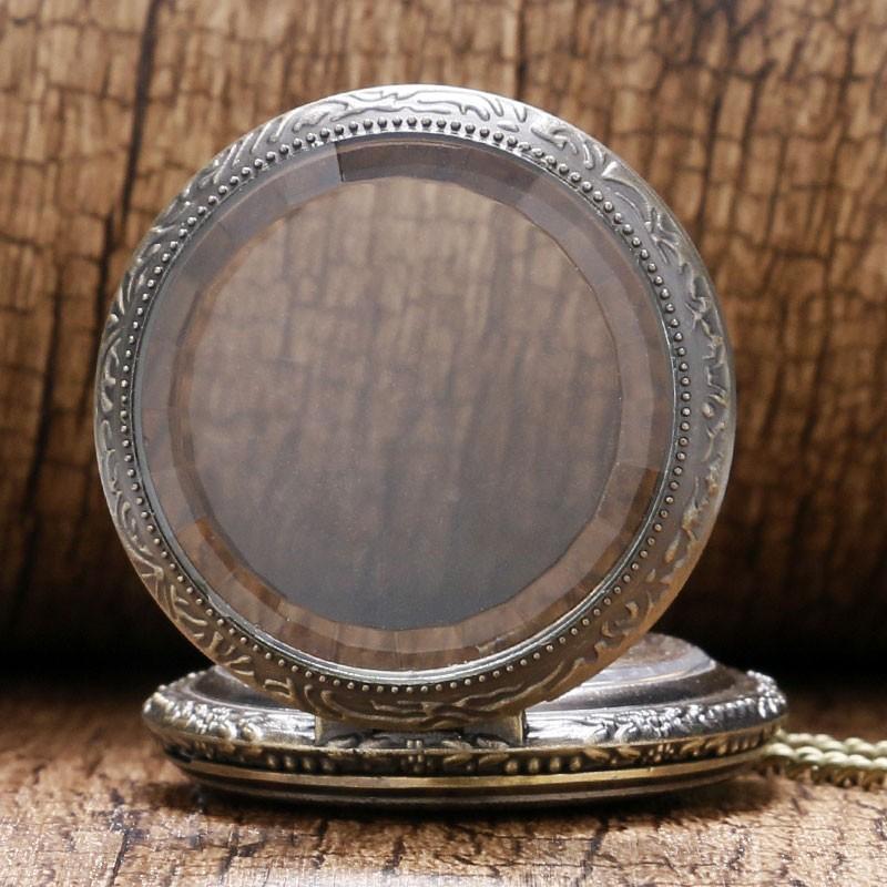 Quartz Open Face Magnifying Glass Pocket Watch  - Gustave - Pocket Watch Net