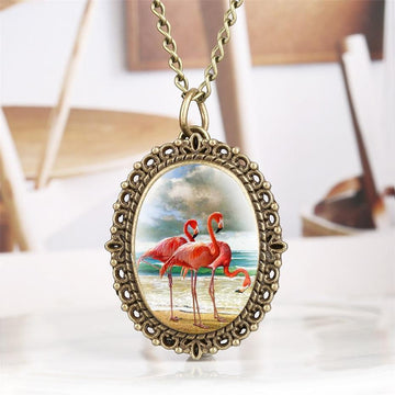 Quartz Pendant Watch - Greater Flamingoes - Pocket Watch Net