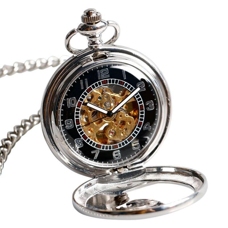 Silver Automatic Half Hunter Pocket Watch - Wings of Fortune - Pocket Watch Net