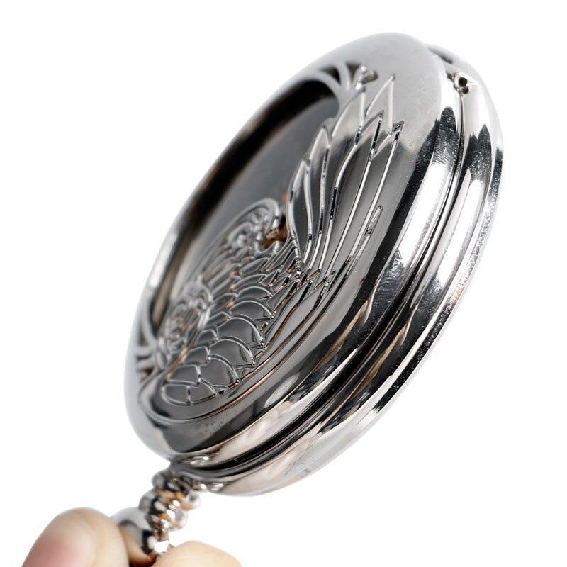 Silver Automatic Half Hunter Pocket Watch - Wings of Fortune - Pocket Watch Net