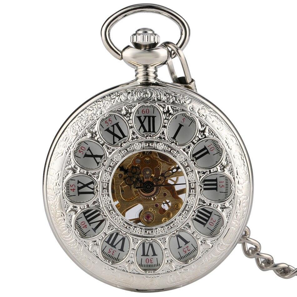 Silver Mechanical Half Hunter Pocket Watch - Medieval Stained Glass - Pocket Watch Net
