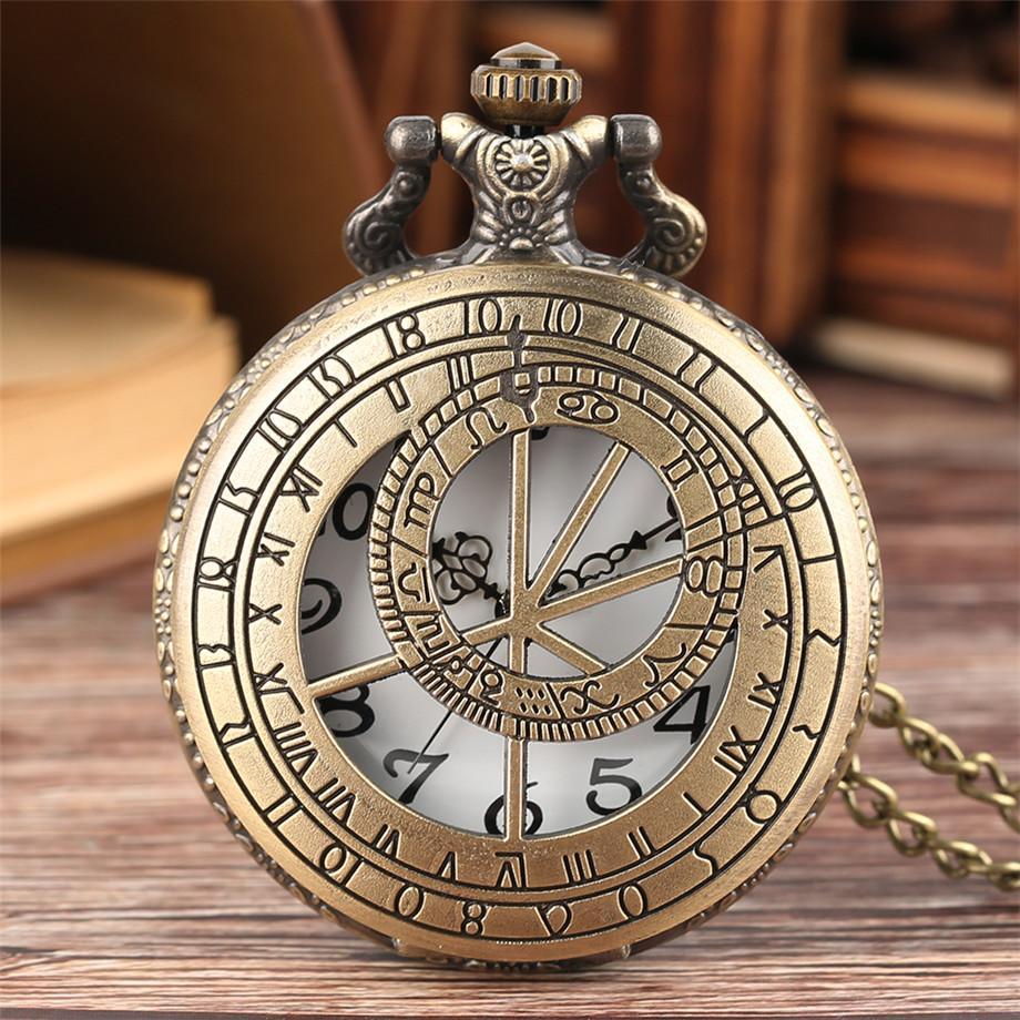 Steampunk Bronze Half Hunter Quartz Pocket Watch - Archimedes - Pocket Watch Net