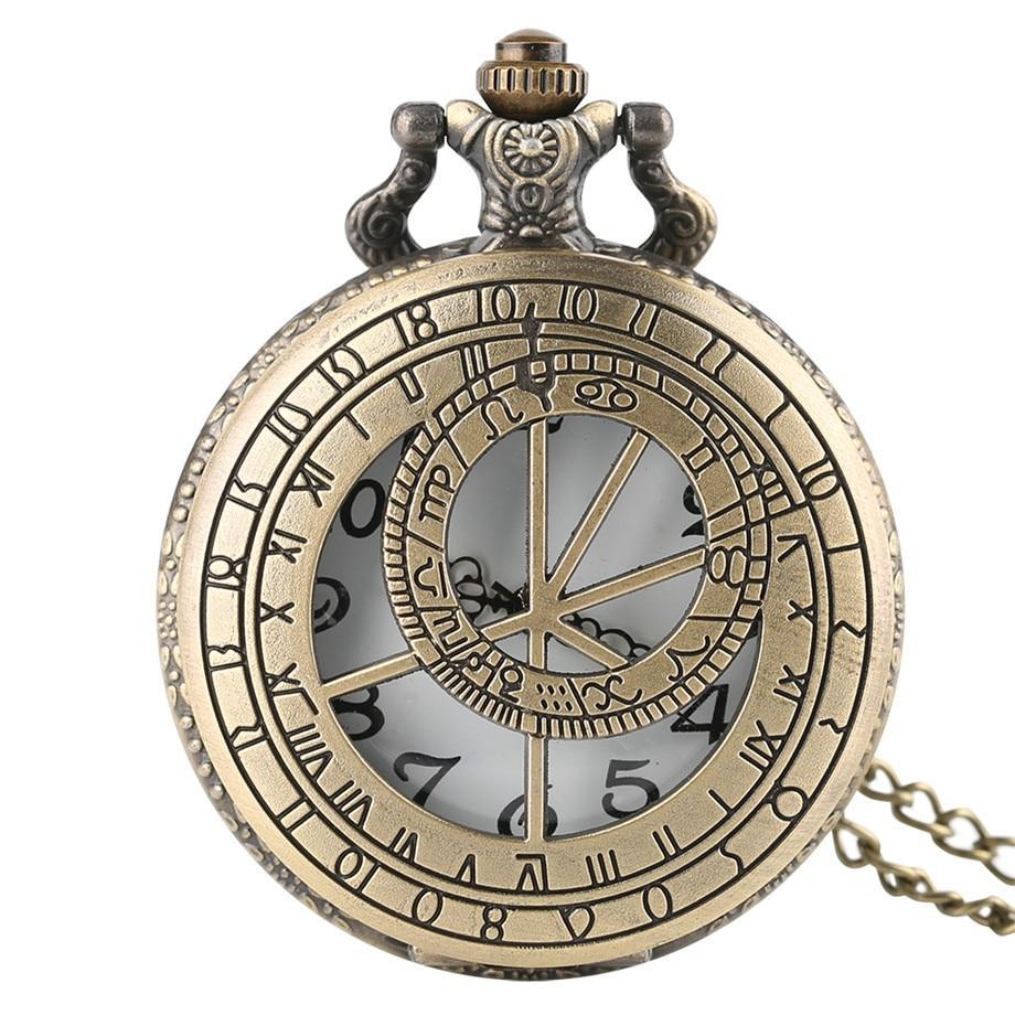 Steampunk Bronze Half Hunter Quartz Pocket Watch - Archimedes - Pocket Watch Net