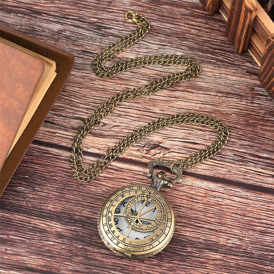 Steampunk Bronze Half Hunter Quartz Pocket Watch Archimedes