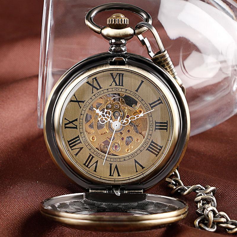 Vintage Automatic Half Hunter Pocket Watch - Roman - Pocket Watch Net