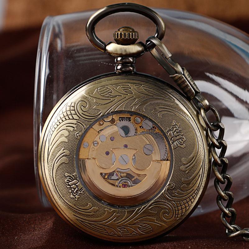 Vintage Automatic Half Hunter Pocket Watch - Roman - Pocket Watch Net