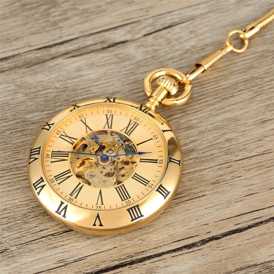 Vintage Gold Automatic Open Face Pocket Watch - Centurion - Pocket Watch Net