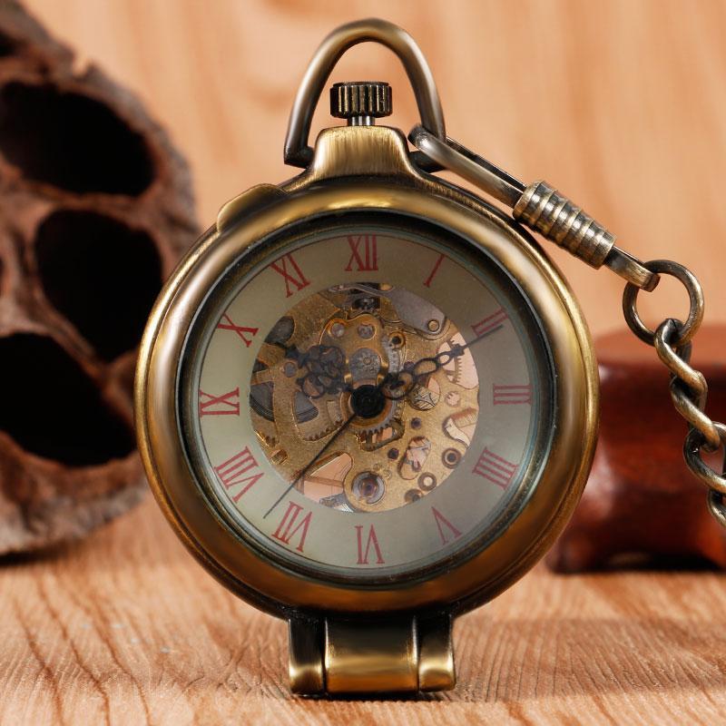 Vintage Open Face Mechanical Pocket Watch - Skeleton Magnifier - Pocket Watch Net