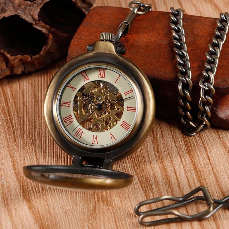 Vintage Open Face Mechanical Pocket Watch - Skeleton Magnifier - Pocket Watch Net