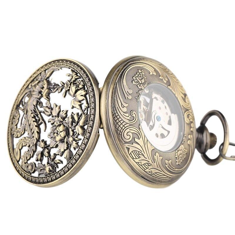 Women's Bronze Automatic Pocket Watch - Blooming Peacock - Pocket Watch Net