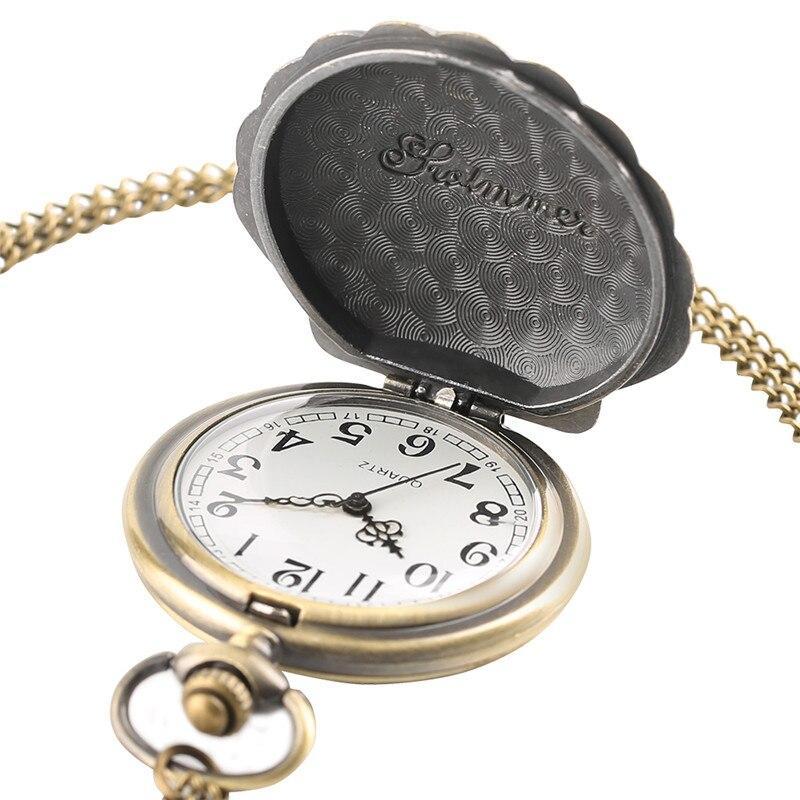 Women's Bronze Quartz Pendant Watch - Beaded Shell - Pocket Watch Net