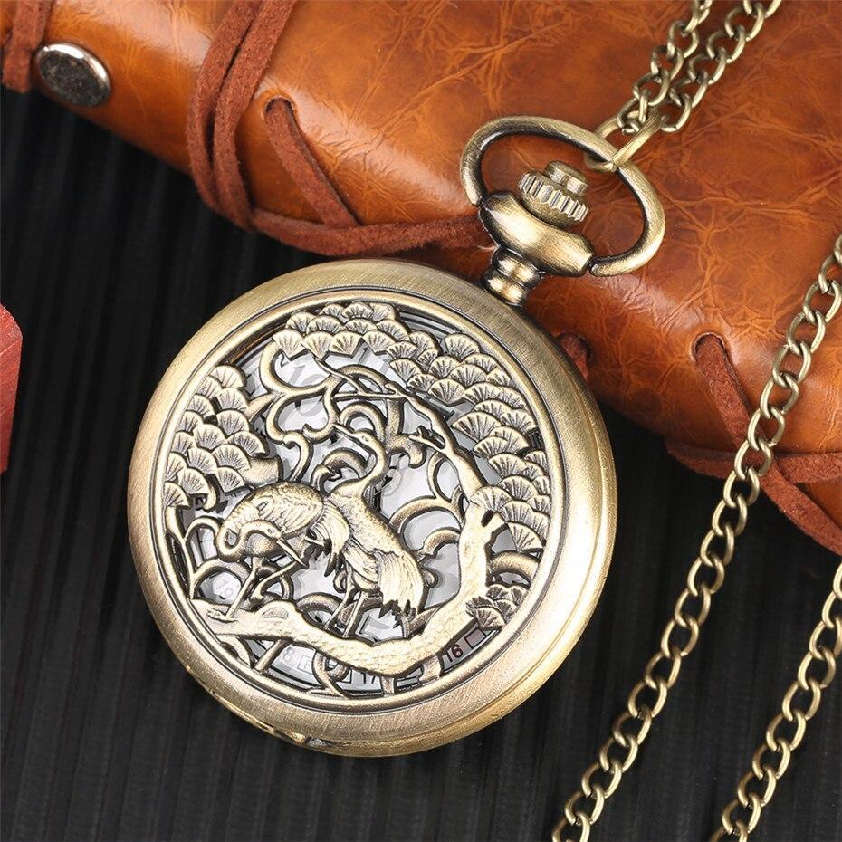 Women's Bronze Quartz Pocket Watch - Couple of Ibis - Pocket Watch Net