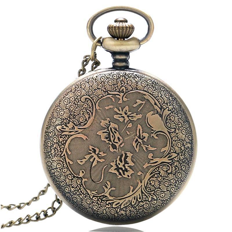 Women's Bronze Quartz Pocket Watch - Rosenrot - Pocket Watch Net