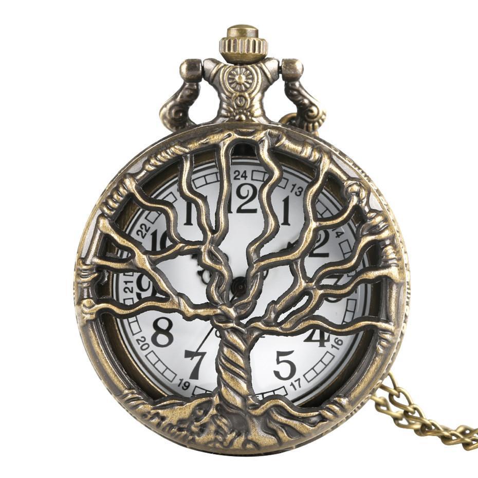 Women's Bronze Quartz Pocket Watch - Yggdrasil - Pocket Watch Net