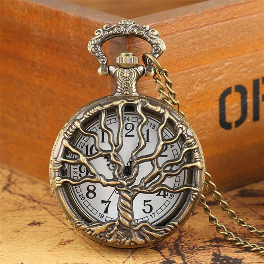 Bronze POLICE Display Quartz Pocket Watch with Sweater Chain Gifts