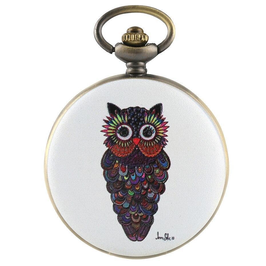 Women's Full Hunter Quartz Pocket Watch - Hypotic Owl - Pocket Watch Net