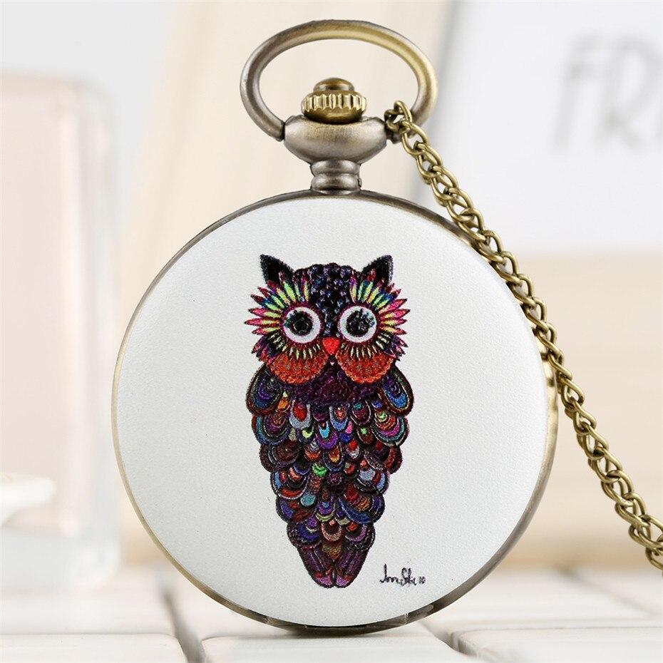 Women's Full Hunter Quartz Pocket Watch - Hypotic Owl - Pocket Watch Net