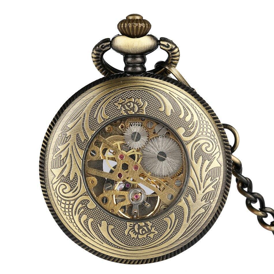 Women's Mechanical Half Hunter Pocket Watch - Bronze Sun - Pocket Watch Net