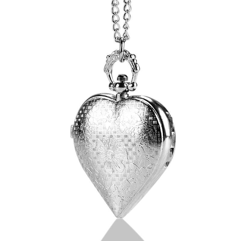 Women's Silver Quartz Pendant Watch - Silvheart - Pocket Watch Net