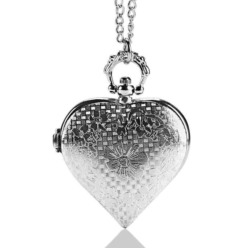 Women's Silver Quartz Pendant Watch - Silvheart - Pocket Watch Net