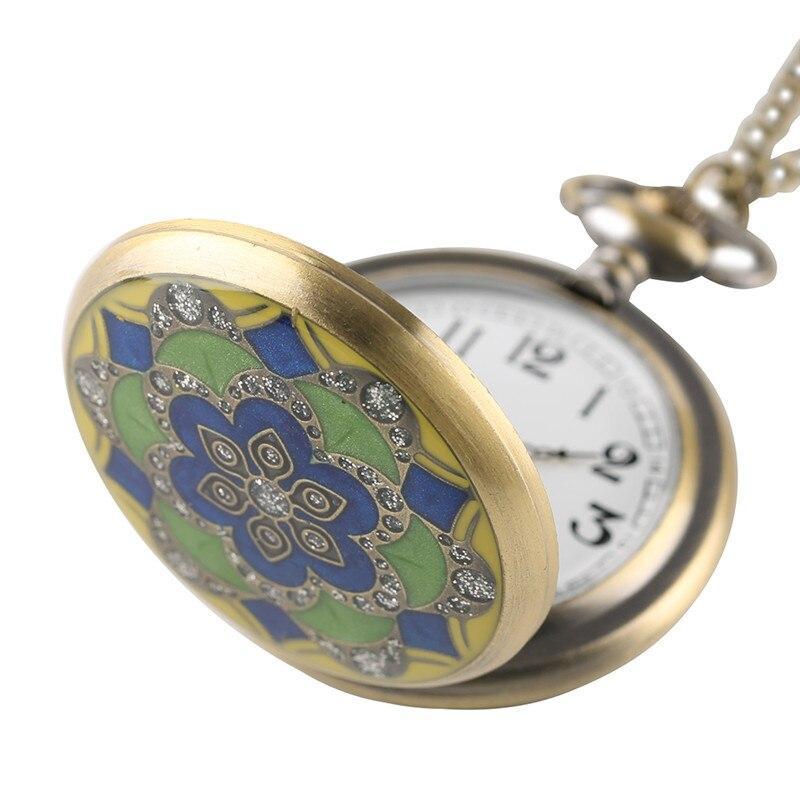 Women's Vintage Full Hunter Pocket Watch - Colored Mandala - Pocket Watch Net