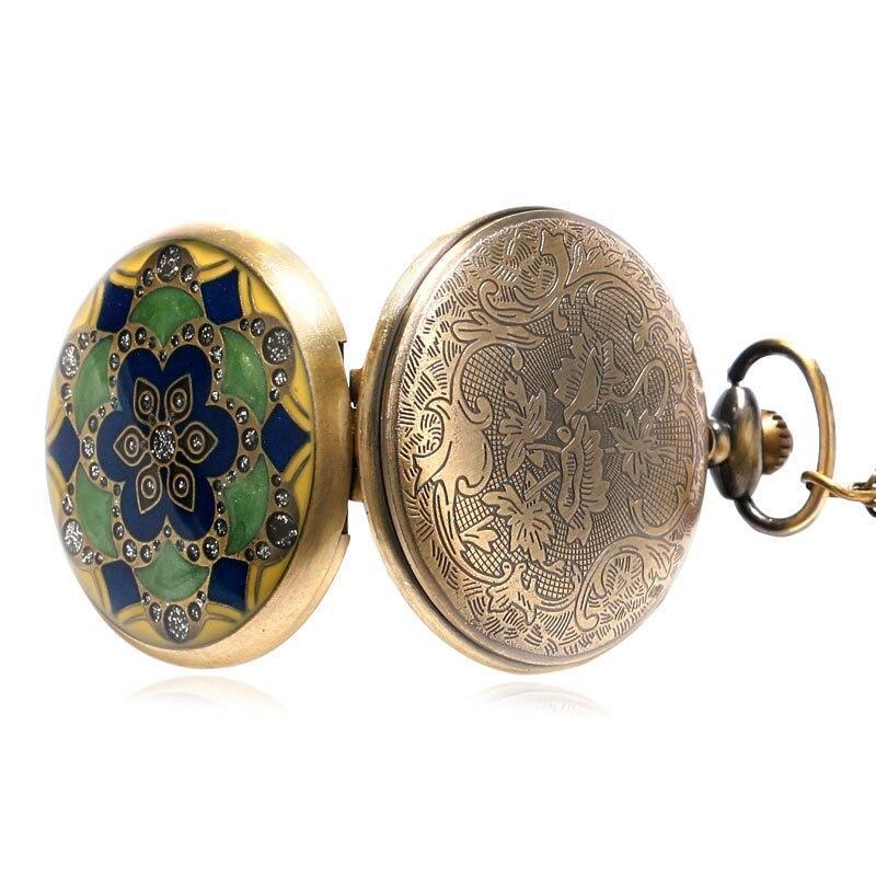 Women's Vintage Full Hunter Pocket Watch - Colored Mandala - Pocket Watch Net