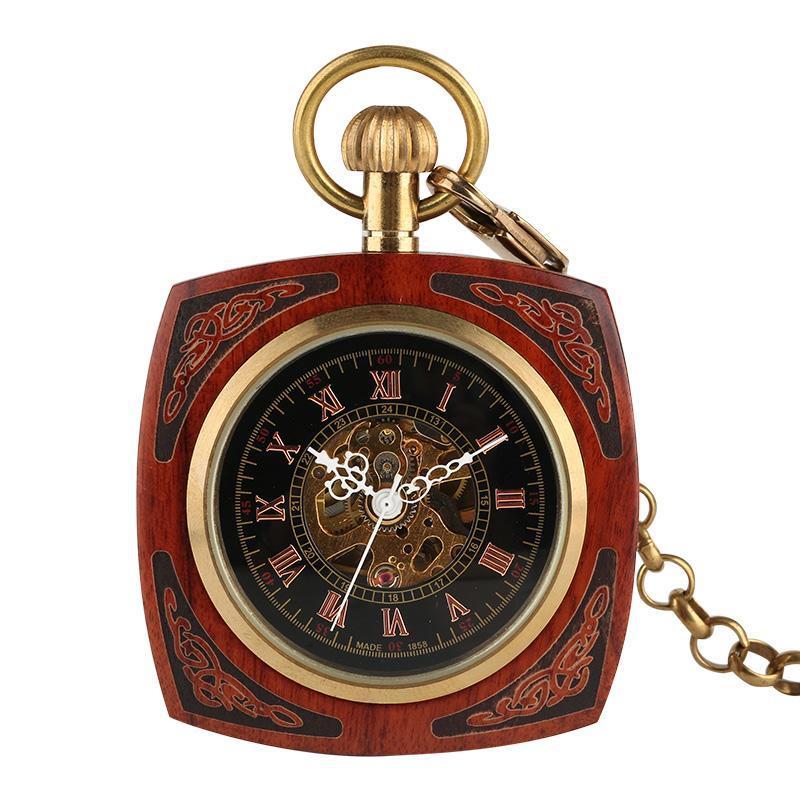 Wood Mechanical Open Face Pocket Watch - RobinWood - Pocket Watch Net