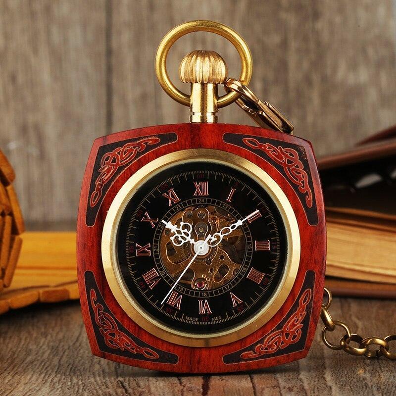 Wood Mechanical Open Face Pocket Watch - RobinWood - Pocket Watch Net