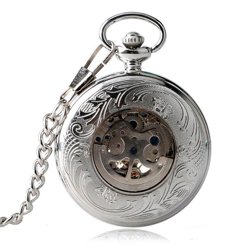 Automatic Half Hunter Pocket Watch - Silver Sun - Pocket Watch Net