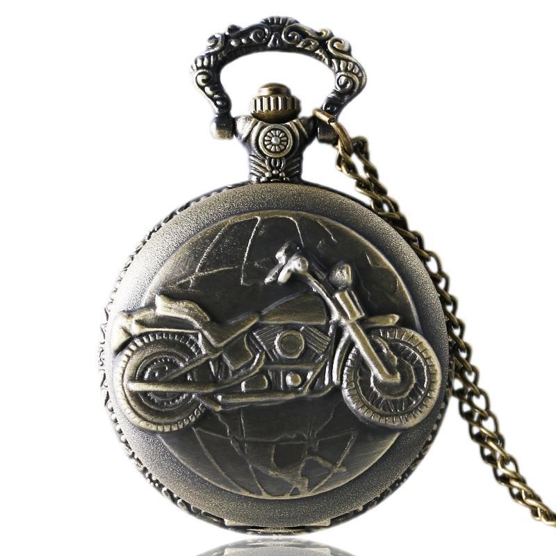Biker Bronze Quartz Full Hunter Pocket Watch - Country Road - Pocket Watch Net