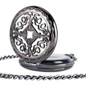 Black Automatic Half Hunter Pocket Watch - Gothic II - Pocket Watch Net