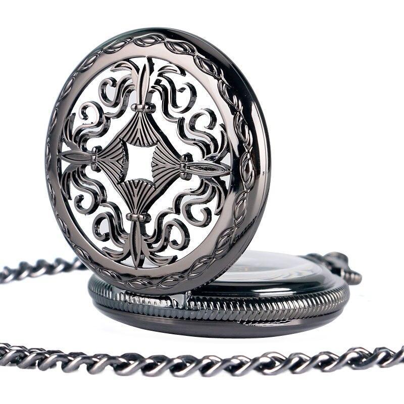 Black Automatic Half Hunter Pocket Watch - Gothic II - Pocket Watch Net