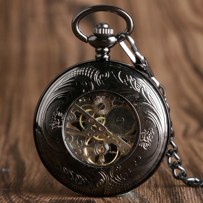 Black Steampunk Mechanical Pocket Watch - Royal Eagle - Pocket Watch Net