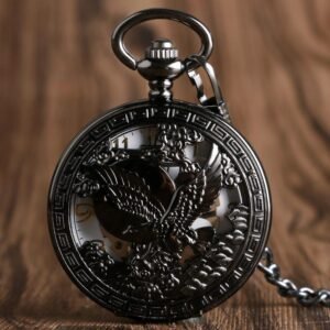 Black Steampunk Mechanical Pocket Watch - Royal Eagle - Pocket Watch Net