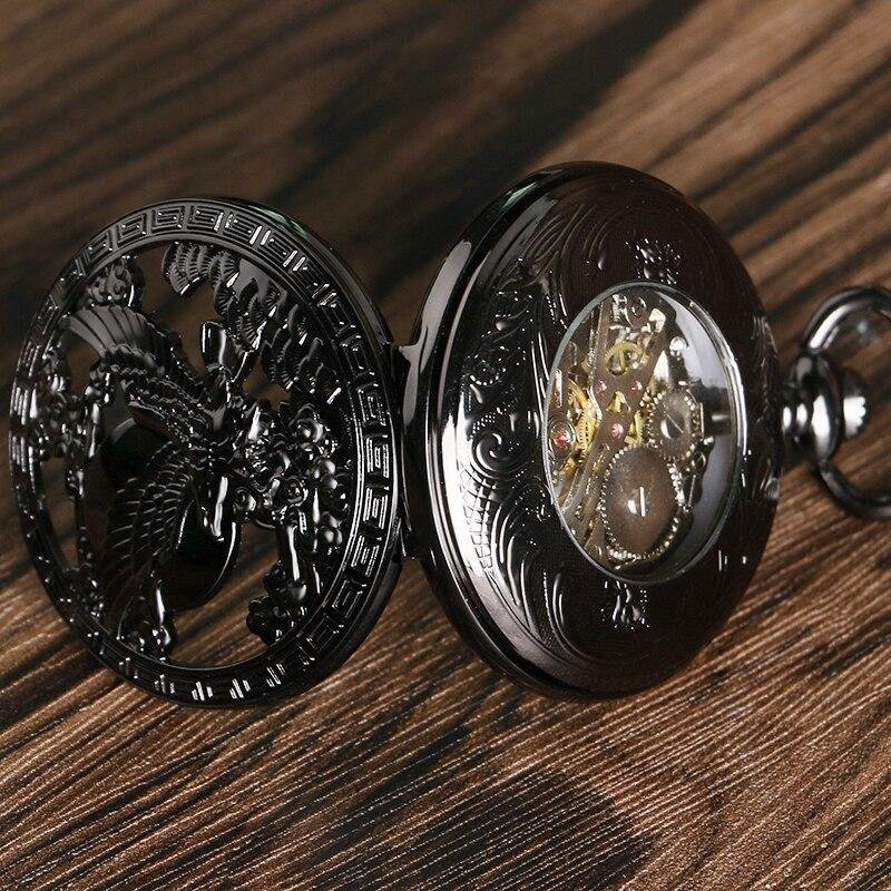 Black Steampunk Mechanical Pocket Watch - Royal Eagle - Pocket Watch Net